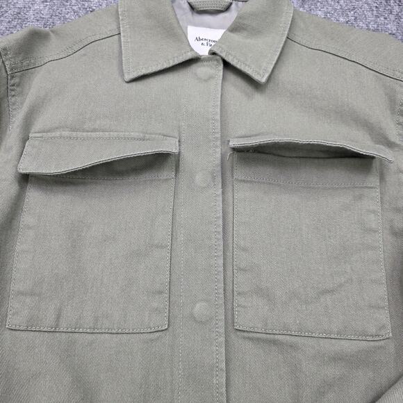 Abercrombie Fitch Jacket Womens XS Green Cropped Utility Snap Front Lined Preppy - Picture 11 of 16